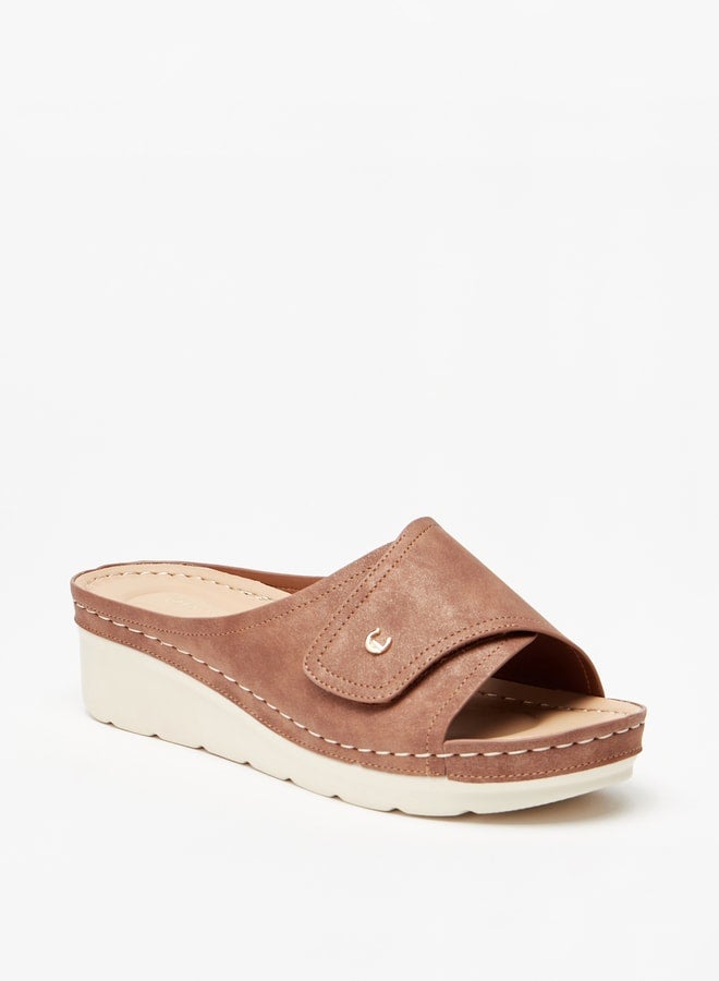 Women's Stitch Detail Slip-On Sandals with Flatform Heels