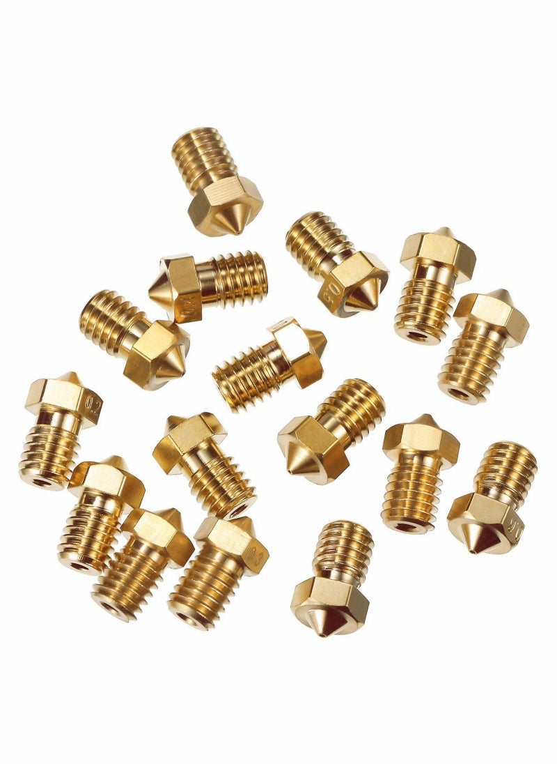 Printer Nozzle AE 25 PCS 3D, 0.2/0.4/0.6/0.8/1.0 mm Hardened Steel Nozzle for ABS/PLA 3D Printer Makerbot Creality CR-10 (Gold)