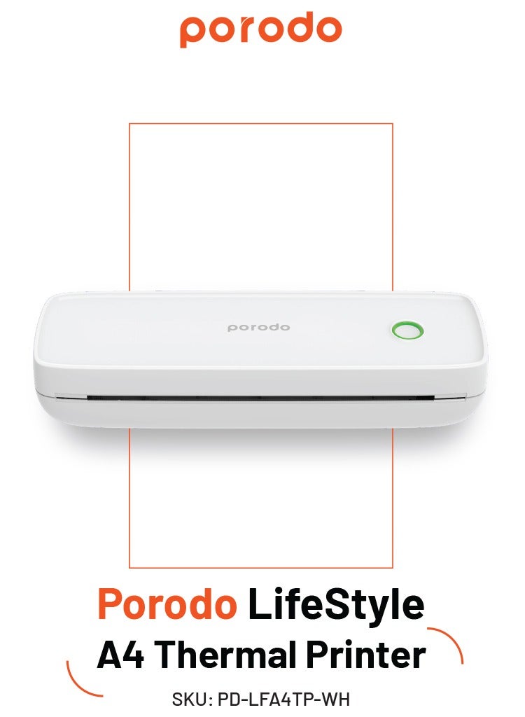 Smart Portable Thermal Printer Porodo Lifestyle - White