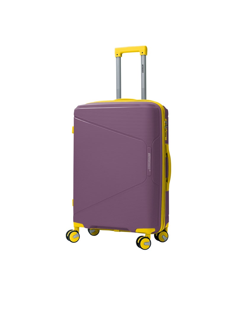 3 Piece Polypropelene Hardside Spinner Luggage Trolley Set 20/24/28 Inch Purple