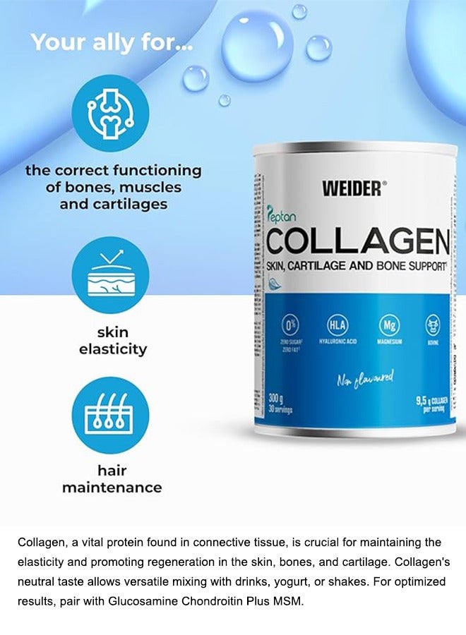 Collagen Peptan Skin, Cartilage and Bone Support, Zero Sugar, Zero Fat 9.5g Collagen per servings, 300 Grams - Non Flavoured