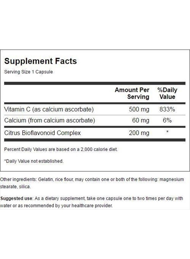 Buffered Vitamin C w/Bioflavonoids 500 Milligrams 100 Capsules