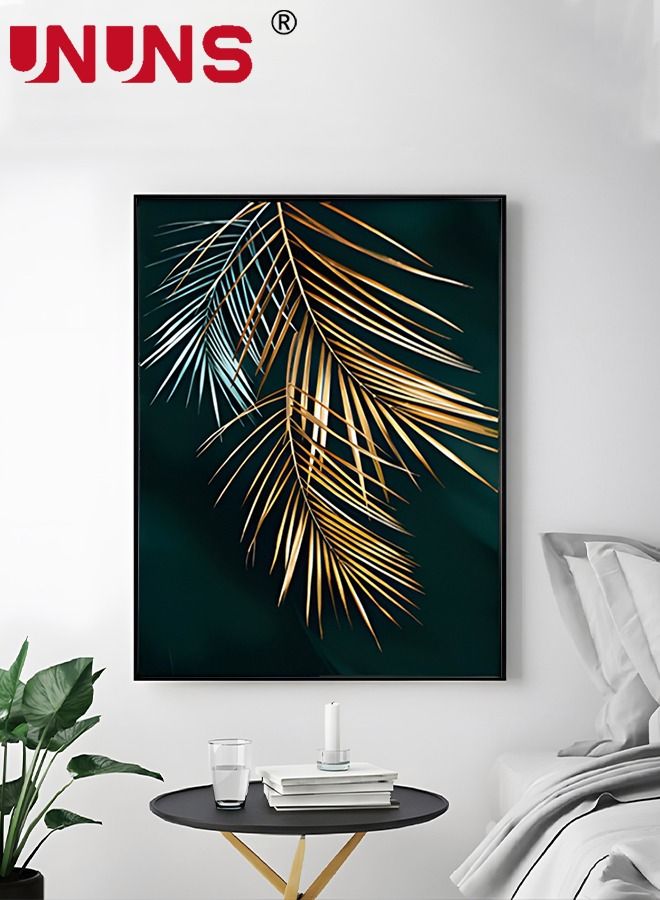 3Pcs Abstract Wall Art Home Decor,Black Gold Leaf Canvas Prints For Living Room Bedroom,Large Modern Canvas Wall Art,40x60cm(Only Drawing Core)