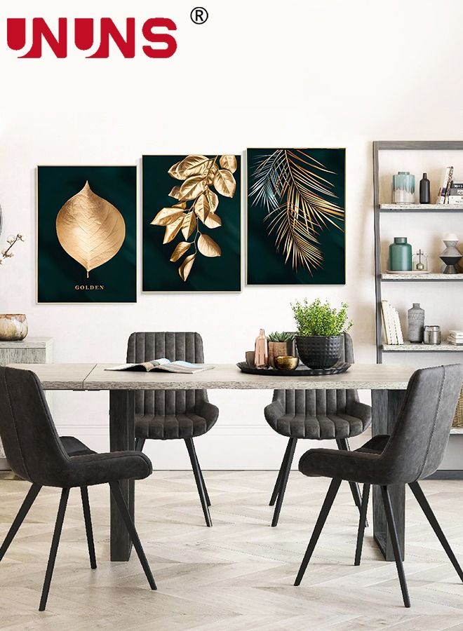 3Pcs Abstract Wall Art Home Decor,Black Gold Leaf Canvas Prints For Living Room Bedroom,Large Modern Canvas Wall Art,40x60cm(Only Drawing Core)