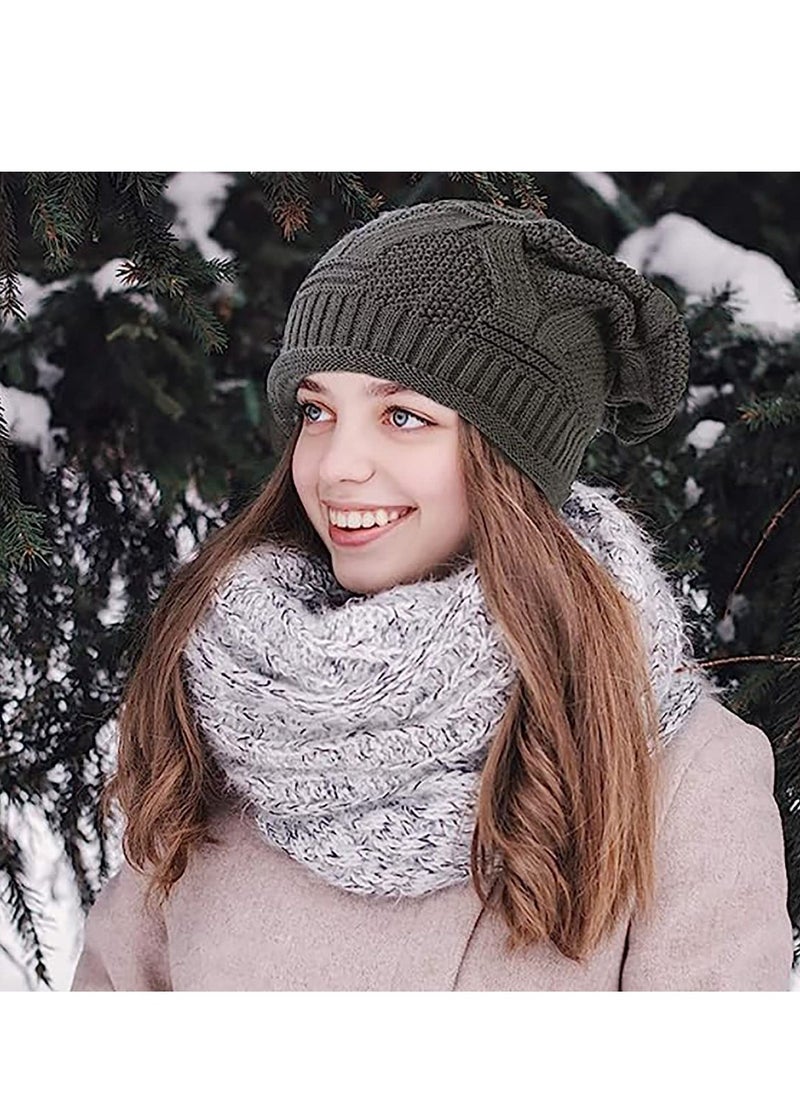 2 Pack Womens Slouchy Beanie Winter Knit Soft Hat For Women and Men