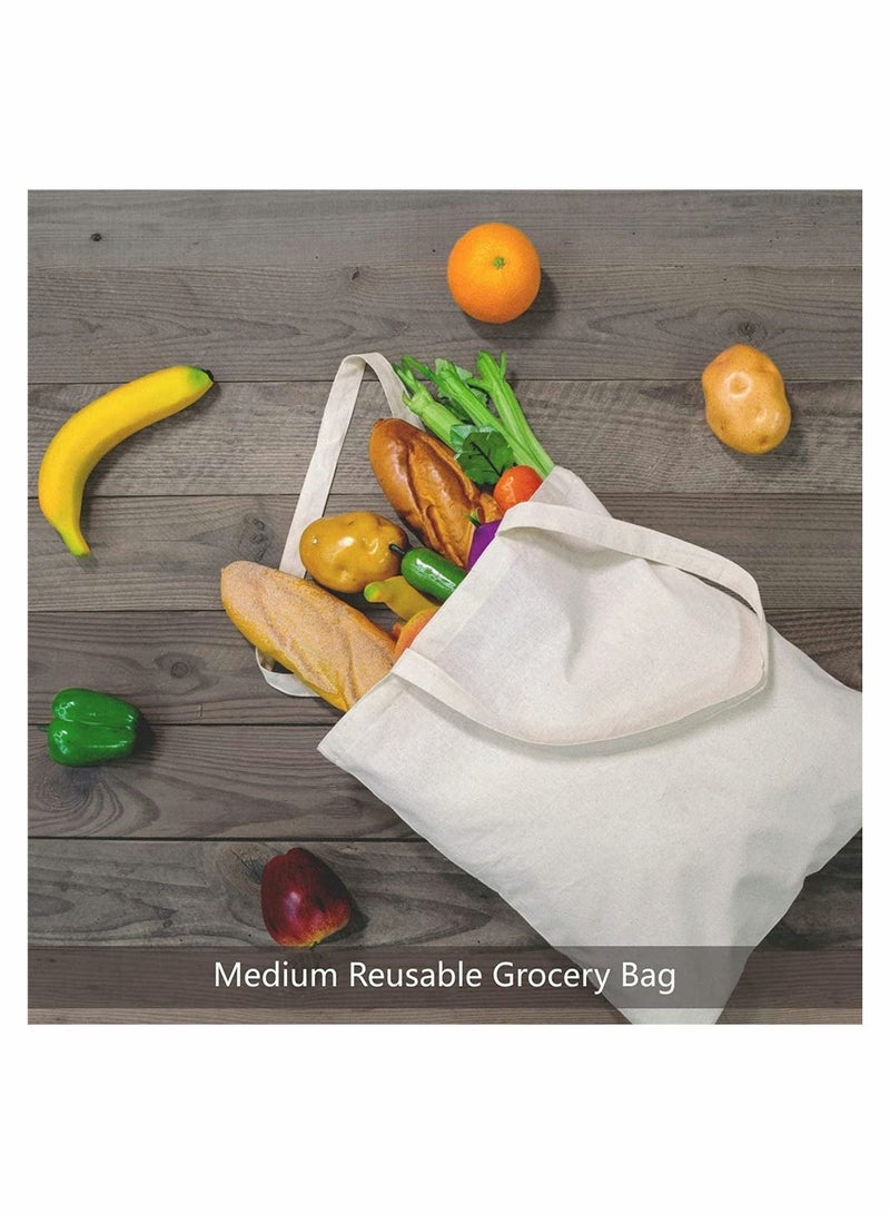 5 Pack Economical Cotton Tote Bag, Lightweight Medium Reusable Grocery Shopping Cloth Bags, Suitable for DIY, Advertising, Promotion, Gift, Giveaway, Activity (Beige)