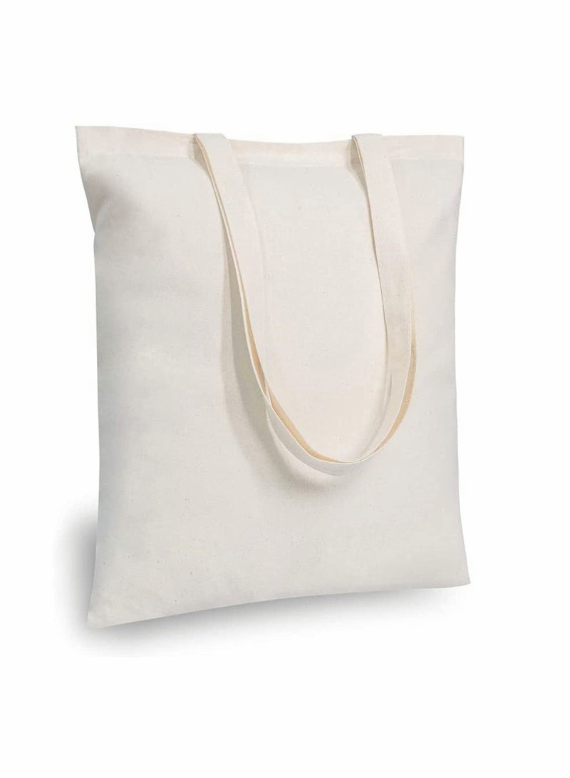 5 Pack Economical Cotton Tote Bag, Lightweight Medium Reusable Grocery Shopping Cloth Bags, Suitable for DIY, Advertising, Promotion, Gift, Giveaway, Activity (Beige)