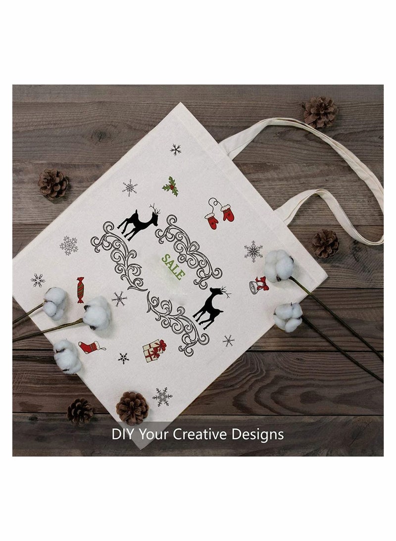 5 Pack Economical Cotton Tote Bag, Lightweight Medium Reusable Grocery Shopping Cloth Bags, Suitable for DIY, Advertising, Promotion, Gift, Giveaway, Activity (Beige)