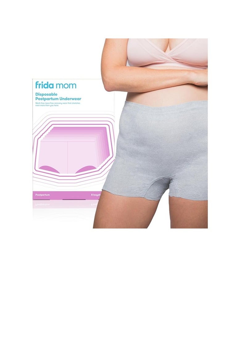 Women's Petite Postpartum Disposable Underwear, 100% Cotton, Microfiber Boy Short Cut, Grey, Petite- Waist 23