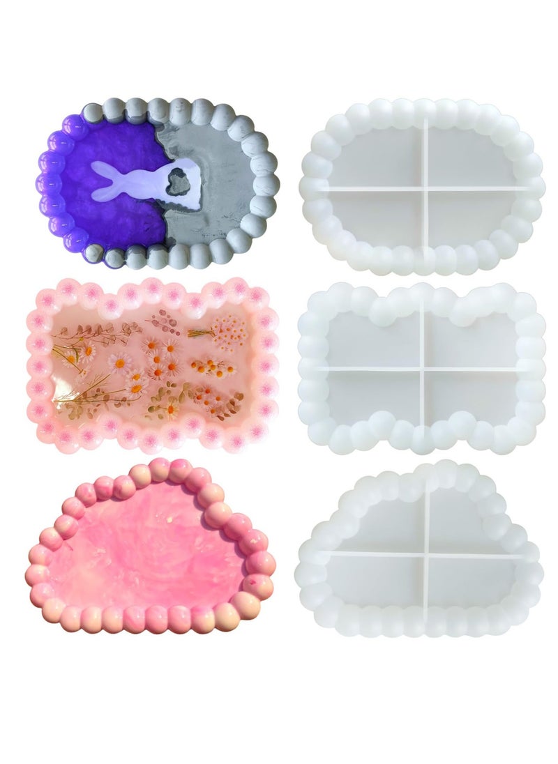 Thickened Resin Coaster Molds, 3 Pcs Durable Epoxy Molds Set, Silicone Coaster Molds for Epoxy Resin, Bubble Resin Tray Molds for DIY Crafts, Jewelry Tray, Home Decor, Gifts