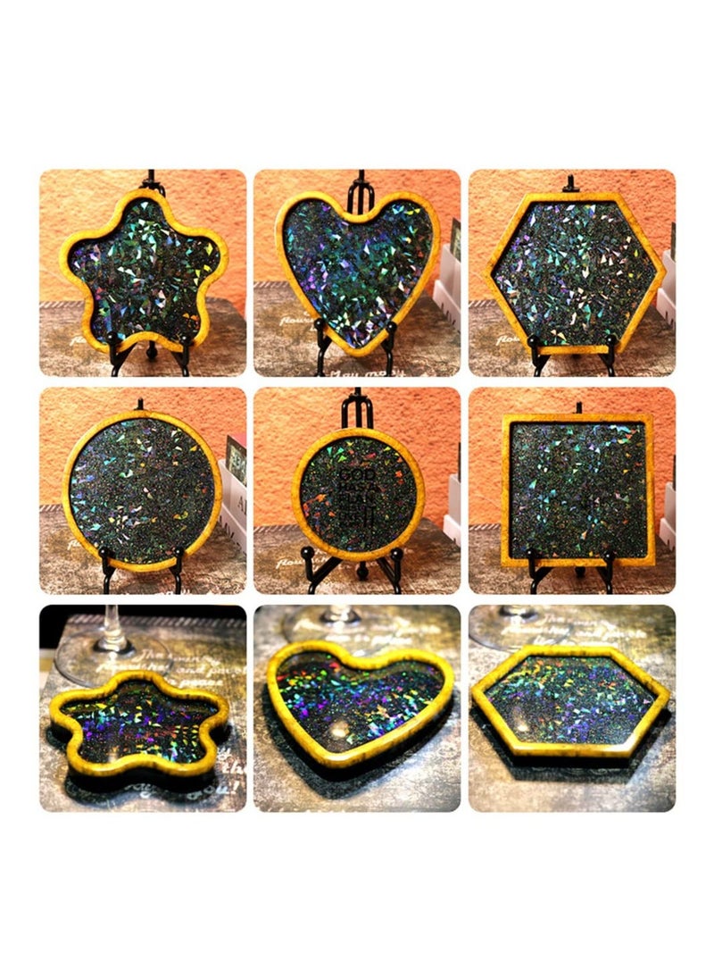 Resin Coaster Molds, 6 Pcs Unique Resin Molds, Holographic Coaster Molds for Epoxy Resin, Small Resin Molds Silicone, DIY Resin Gifts or Home Decoration