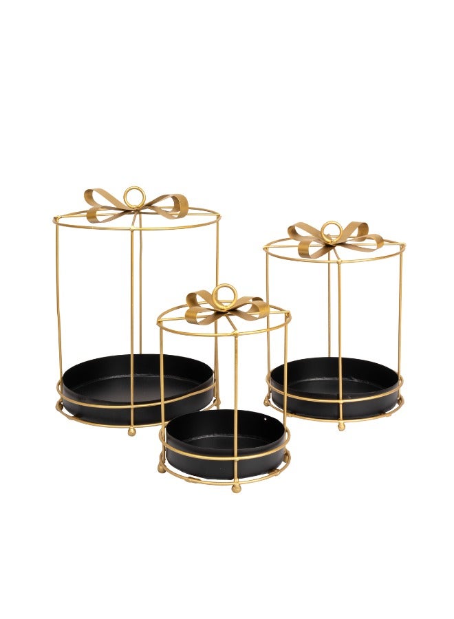 Decorative Metal Cage Gift Set of 3 - Sizes: D25xH32, D21xH27, D18xH22cm - Stylish Display