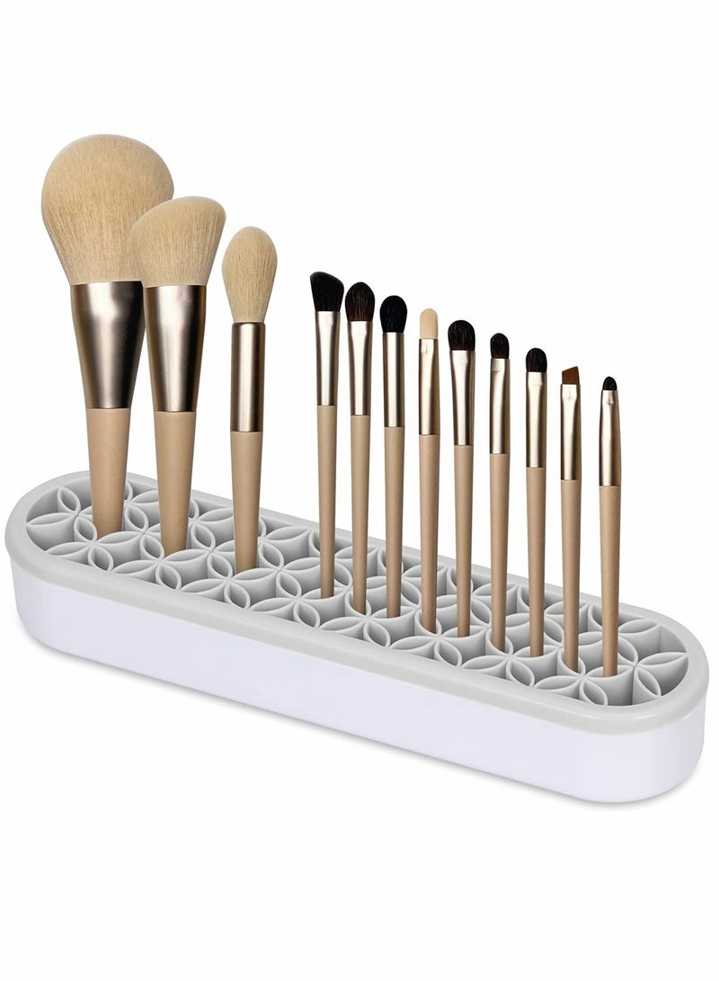 Silicone Makeup Brush Holder Multipurpose Beauty Tool Organizer Make up Brush Storage Stand for Painting Pen Brushes Nail Clippers Drill Pens Ruler Sewing Craft Tools (Grey)