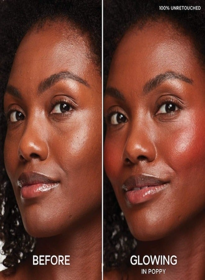 Dew Blush - Lightweight Blendable Liquid Blush, Poppy - bright coral 11g for a Natural Glow