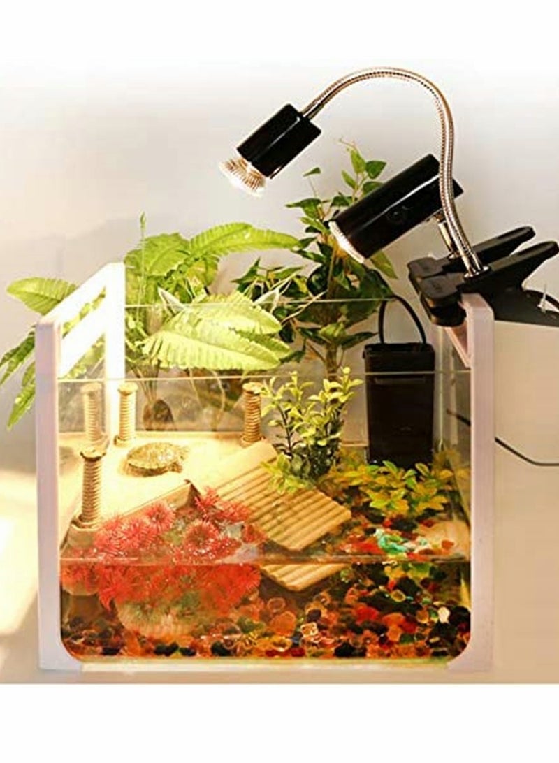 Aquarium Light 25W Tortoise Heat Lamp Heat Light for Reptile Pets 360° Adjustable Aquarium Heating Light E27 Clamp-on Pet Heating Emitter for Reptiles Amphibians Lizards Turtle Snakes