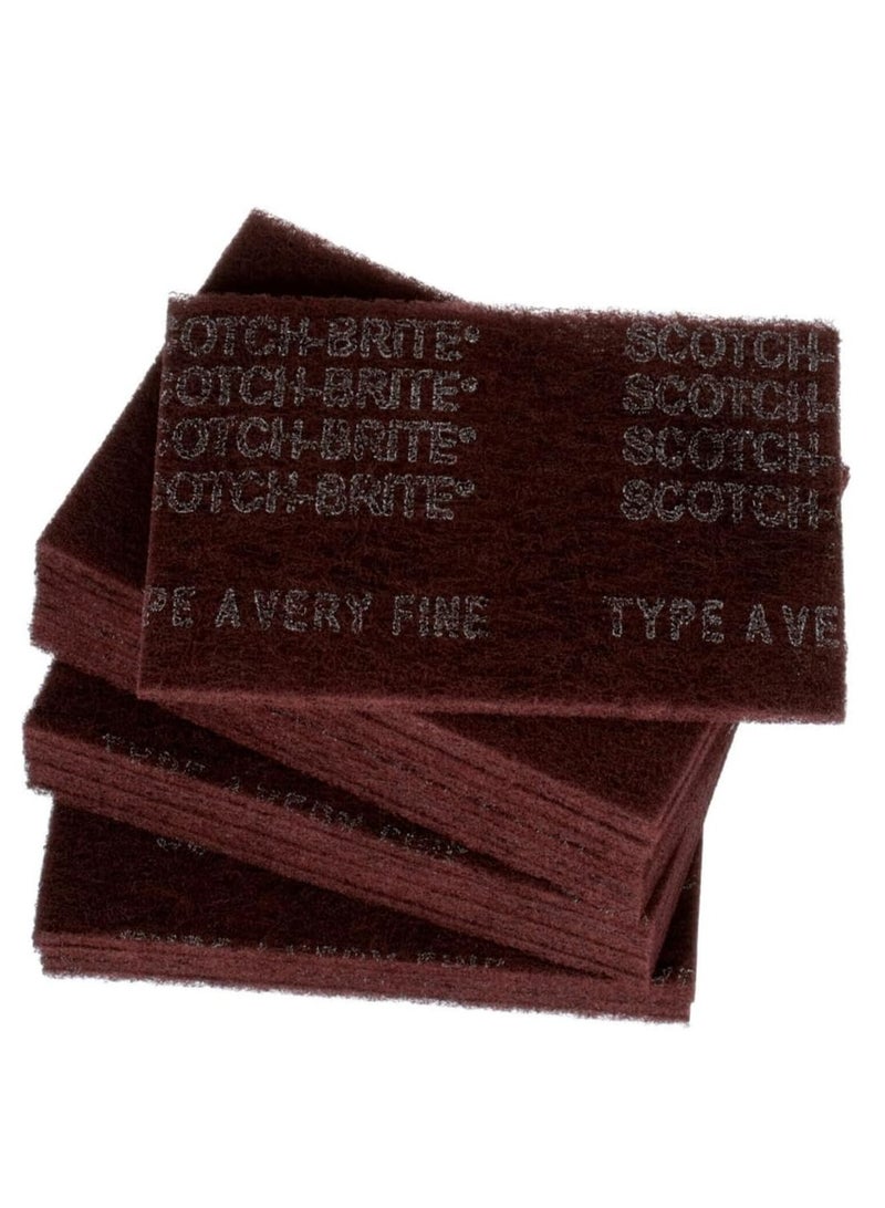 3M Scotch-Brite General Purpose 7447 Hand Pad, Very Fine Grade, 6 in x 9 in, Pack of 20, Aluminum Oxide, Surface Preparation, Scuffing, Blending, Cleaning, Maroon