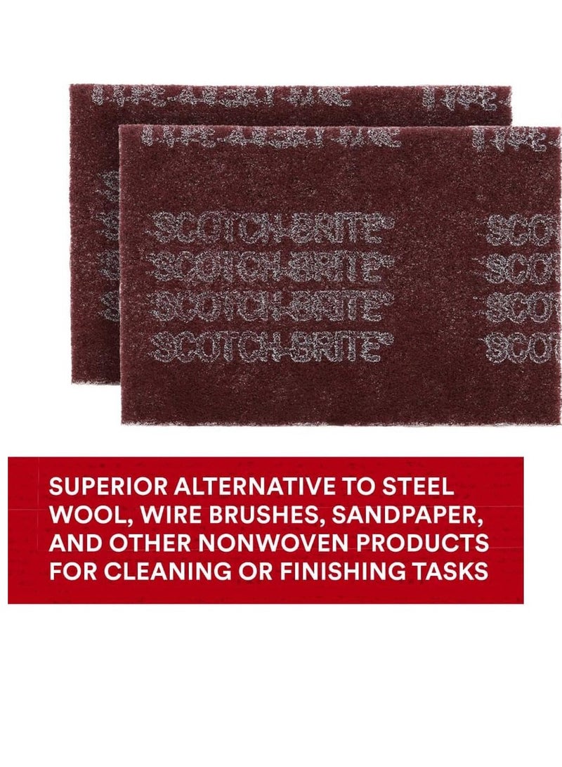 3M Scotch-Brite General Purpose 7447 Hand Pad, Very Fine Grade, 6 in x 9 in, Pack of 20, Aluminum Oxide, Surface Preparation, Scuffing, Blending, Cleaning, Maroon