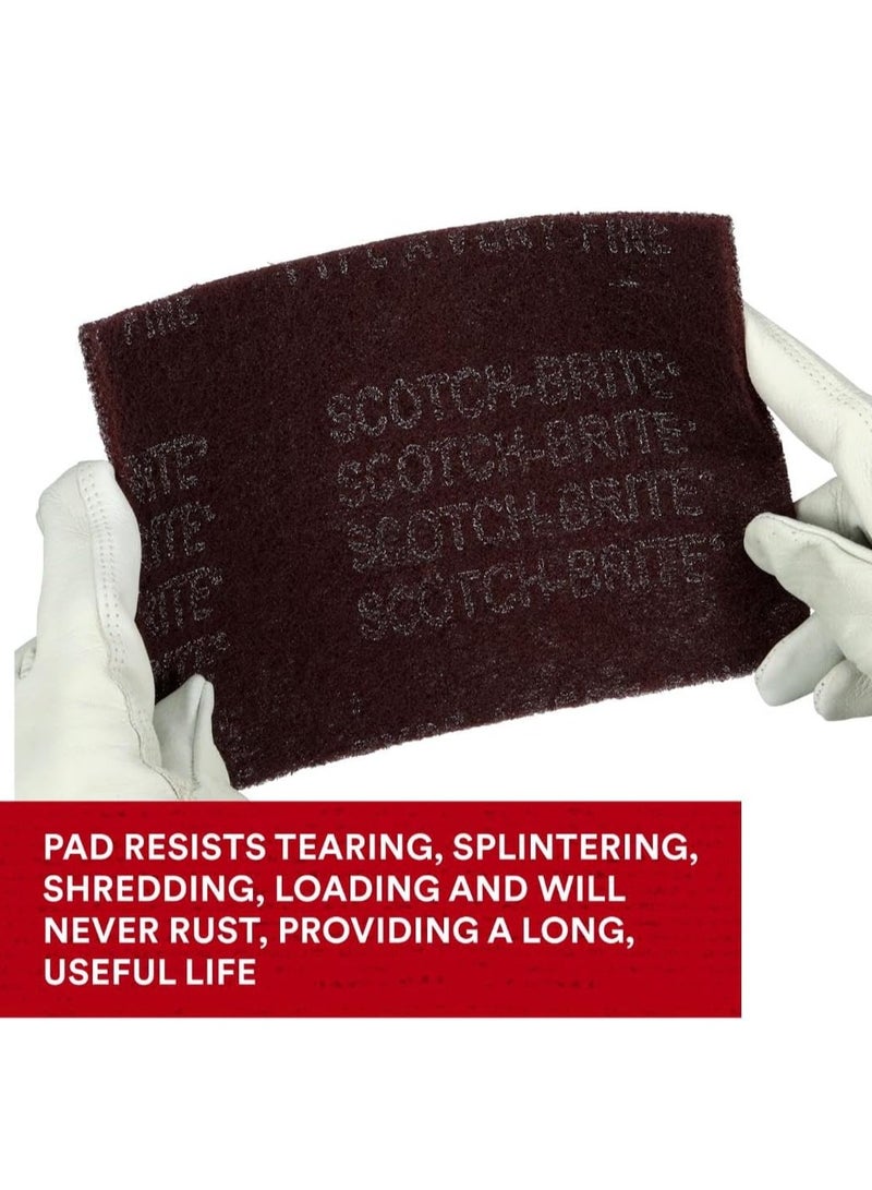 3M Scotch-Brite General Purpose 7447 Hand Pad, Very Fine Grade, 6 in x 9 in, Pack of 20, Aluminum Oxide, Surface Preparation, Scuffing, Blending, Cleaning, Maroon