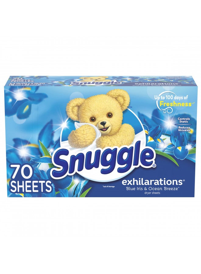 Snuggle Fabric Softener Dryer Sheets, Blue Iris & Ocean Breeze, 70 Count