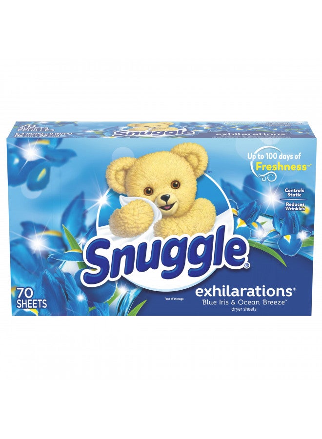 Snuggle Fabric Softener Dryer Sheets, Blue Iris & Ocean Breeze, 70 Count