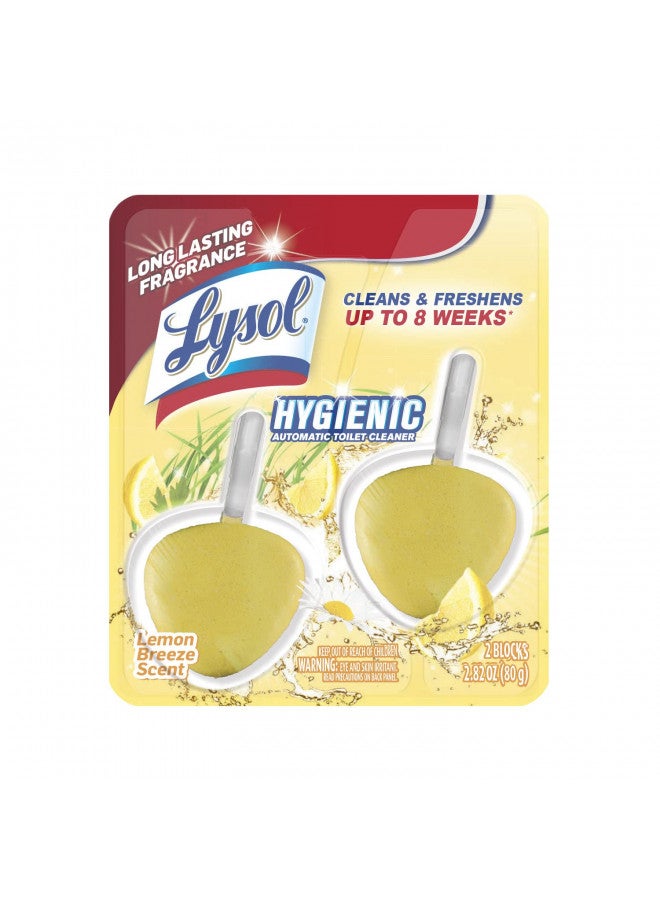 Lysol Automatic In-The-Bowl Toilet Cleaner, Cleans and Freshens Toilet Bowl, Lemon Breeze Scent, 2 Count (Pack of 1)