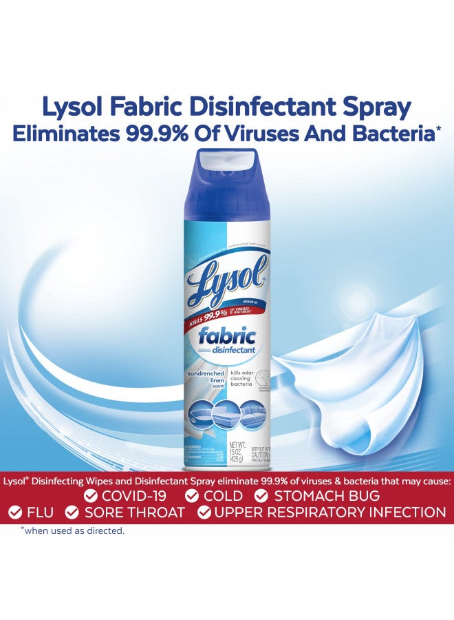 Lysol Fabric Disinfectant Spray, Sanitizing and Antibacterial Spray, For Disinfecting and Deodorizing Soft Furnishings, Sundrenched Linen 15 FL. Oz