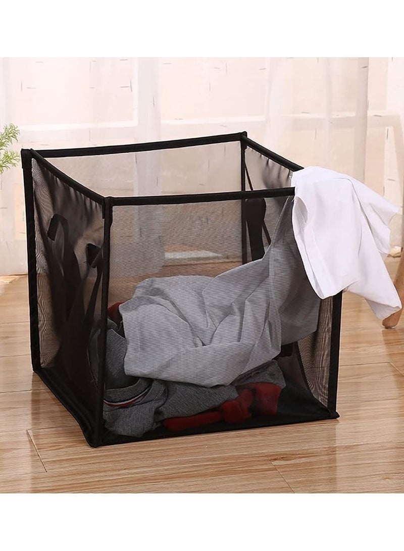 Popup Laundry Hamper 1 Pcs Collapsible Mesh Laundry Baskets with Handles Foldable Clothes Hamper Easy to Open Portable for Laundry Storage Kids Toy College Dorm or Travel