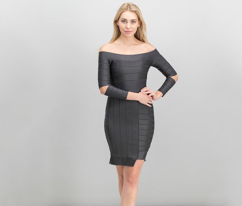 Women Off,the,Shoulder Sheath Dress, Graphite
