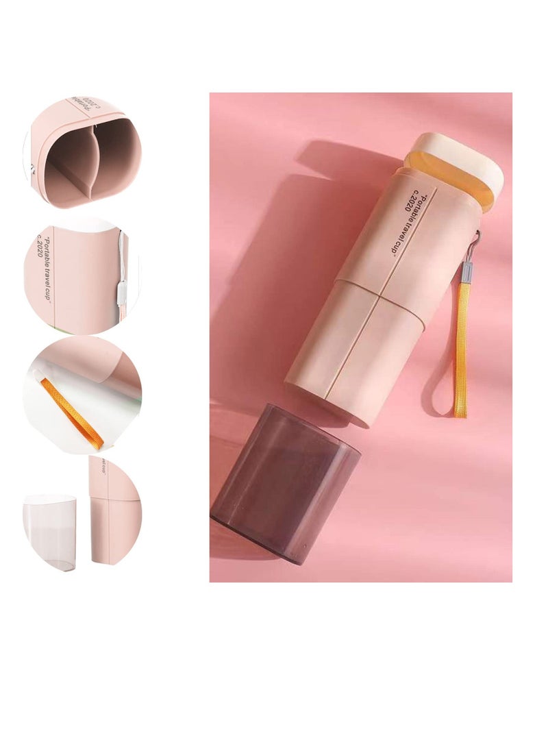Portable Travel Toothbrushes Case Toothpaste Storage Box Cup, Multifunction Toothbrushes Toothpaste Set with Cup, Toothbrush Case for Traveling, Camping, School, Business and Daily Uses (Pink)