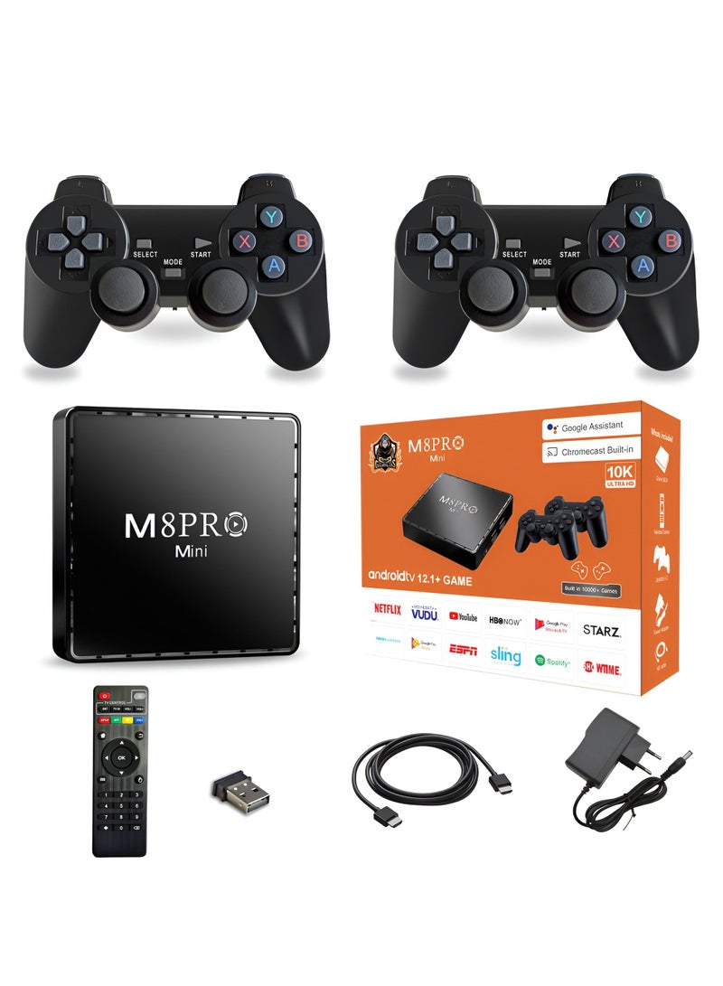 Retro Game Console M8 Pro Mini HD Game Box 64G Built In 10000 Games for PS1 SFC Wireless Gamepad Console for Android 12.1 TV Box