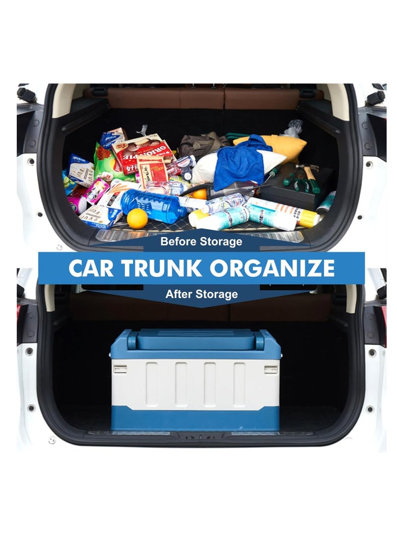 Outdoor Large Trunk Storage Box with Lid for Outdoor 60L, Seatable Camping Organizer with Waterproof Bag, Multifunctional Collapsible Camping Storage Box for Outdoor Picnic, Car, Clothes