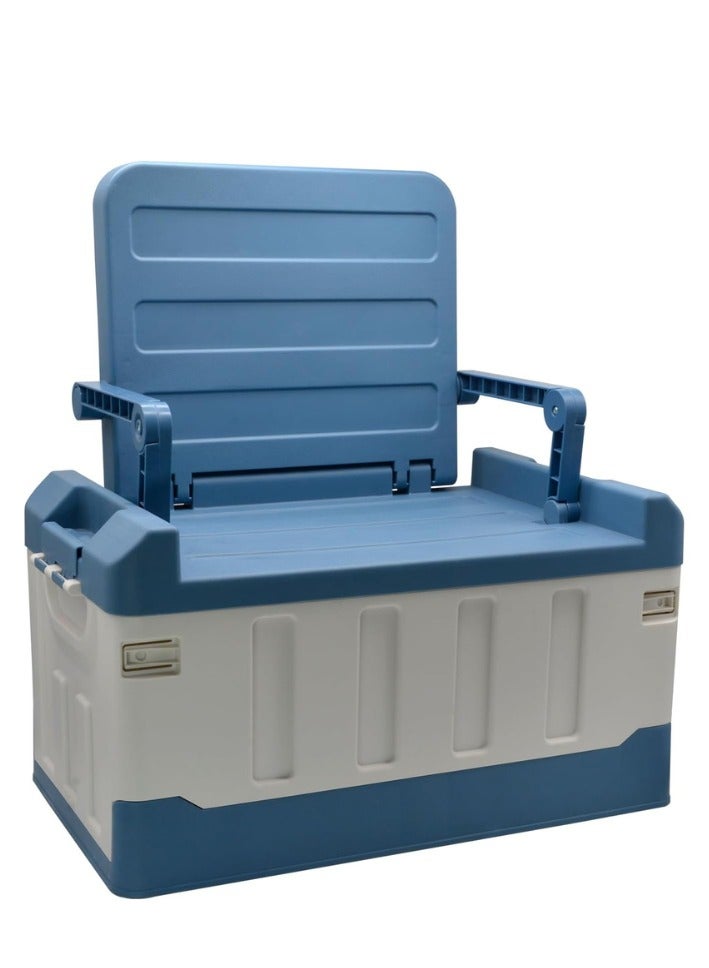 Outdoor Large Trunk Storage Box with Lid for Outdoor 60L, Seatable Camping Organizer with Waterproof Bag, Multifunctional Collapsible Camping Storage Box for Outdoor Picnic, Car, Clothes
