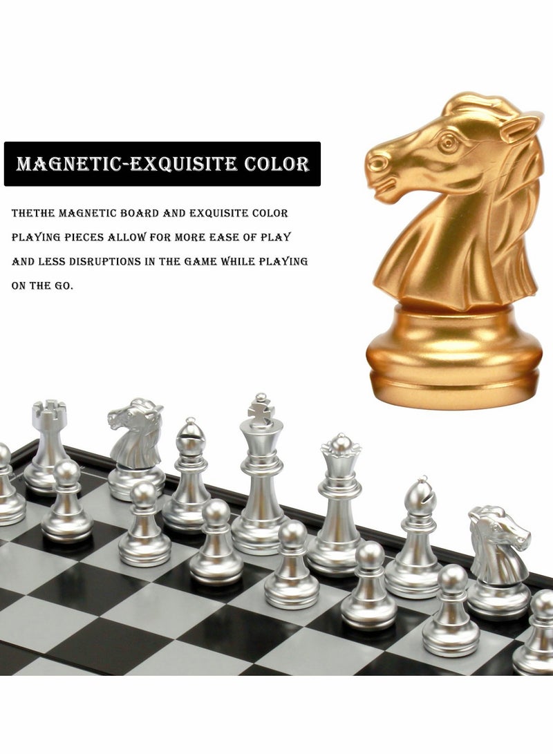 Magnetic Travel Chess Set - 12 Folding Portable Chess Board Game for Kids and Adults, Perfect Gift for Chess Lovers on the Go