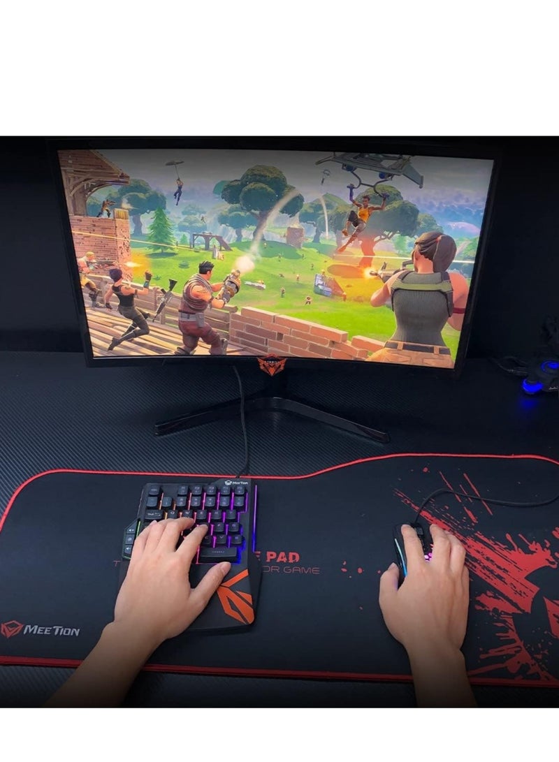 Meetion MT-KB015 Left One-Handed Rainbow Backlit Gaming Keyboard ,BLACK