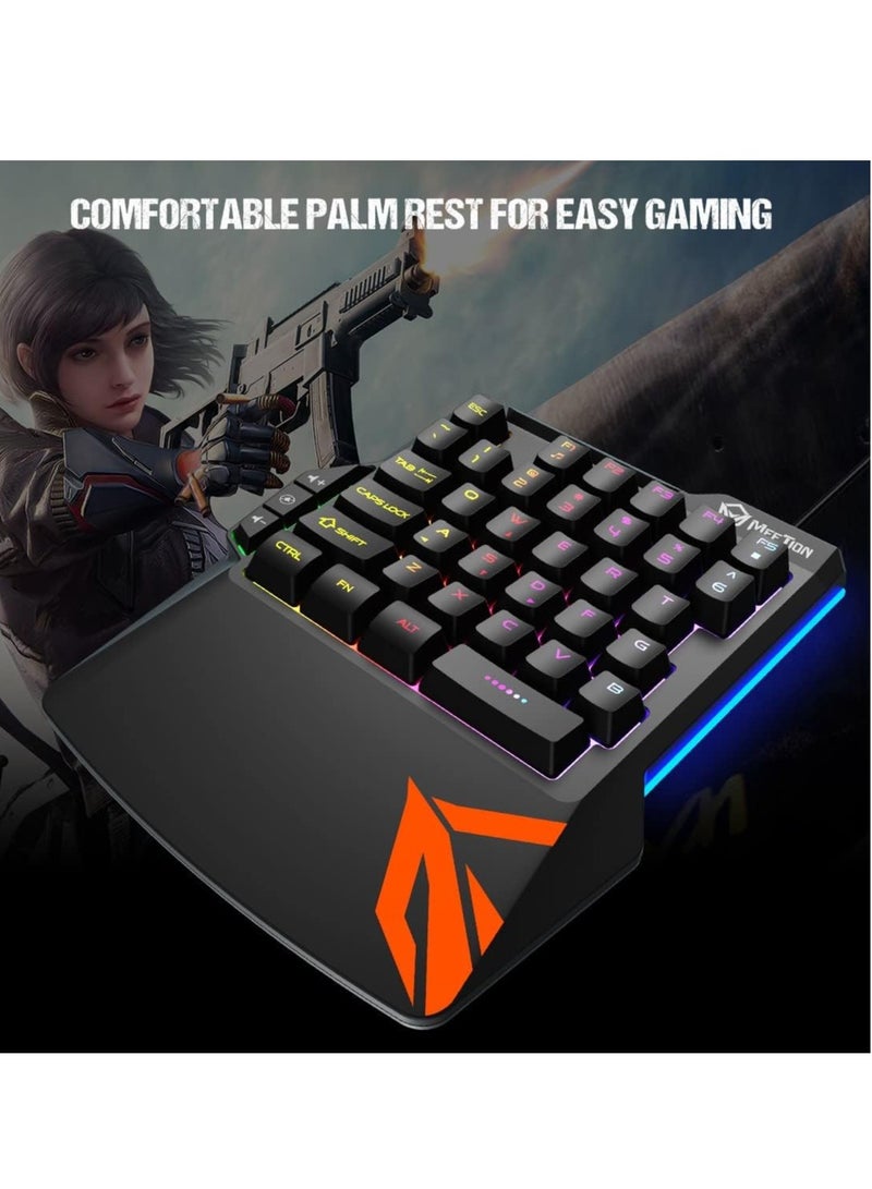 Meetion MT-KB015 Left One-Handed Rainbow Backlit Gaming Keyboard ,BLACK