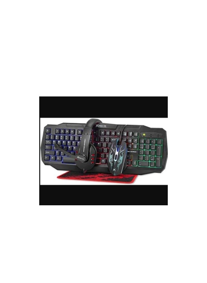 Rainbow Backlit Gaming Keyboard Mouse 4D Headset and Mousepad CM-406 KIT 104 Keys Switch Rating 10 Million USB Cable 1.5m