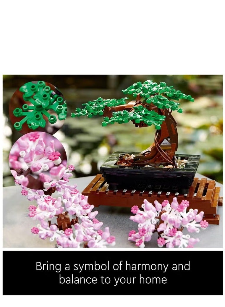 Bonsai Tree Building Sets, Featuring Cherry Blossom Flowers, DIY Plant Model for Adults, Creative Gift for Home Décor and Office Art, Botanical Collection Design Kit, Present for Kids and Adults