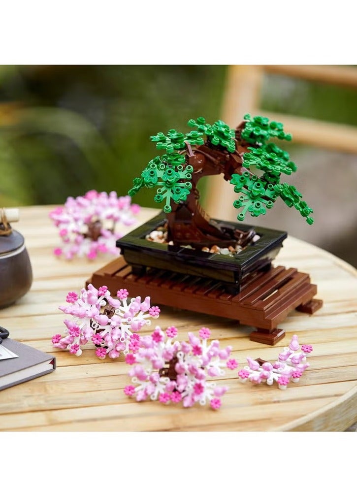 Bonsai Tree Building Sets, Featuring Cherry Blossom Flowers, DIY Plant Model for Adults, Creative Gift for Home Décor and Office Art, Botanical Collection Design Kit, Present for Kids and Adults