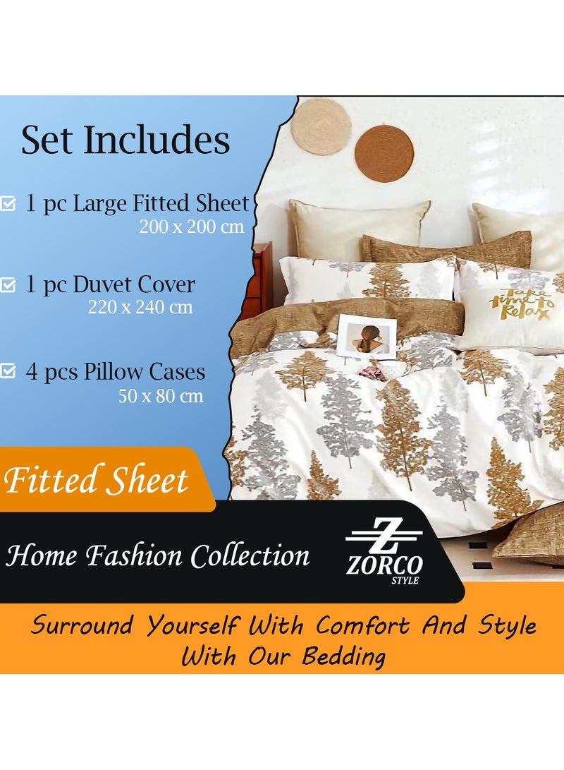 Hotel Duvet Cover Set 6 Pieces Cotton King Size Luxurious Bedding Set, Modern and Attractive Bedding Set with 1xFitted Sheet, 1xDuvet Cover, 4xPillow Cases