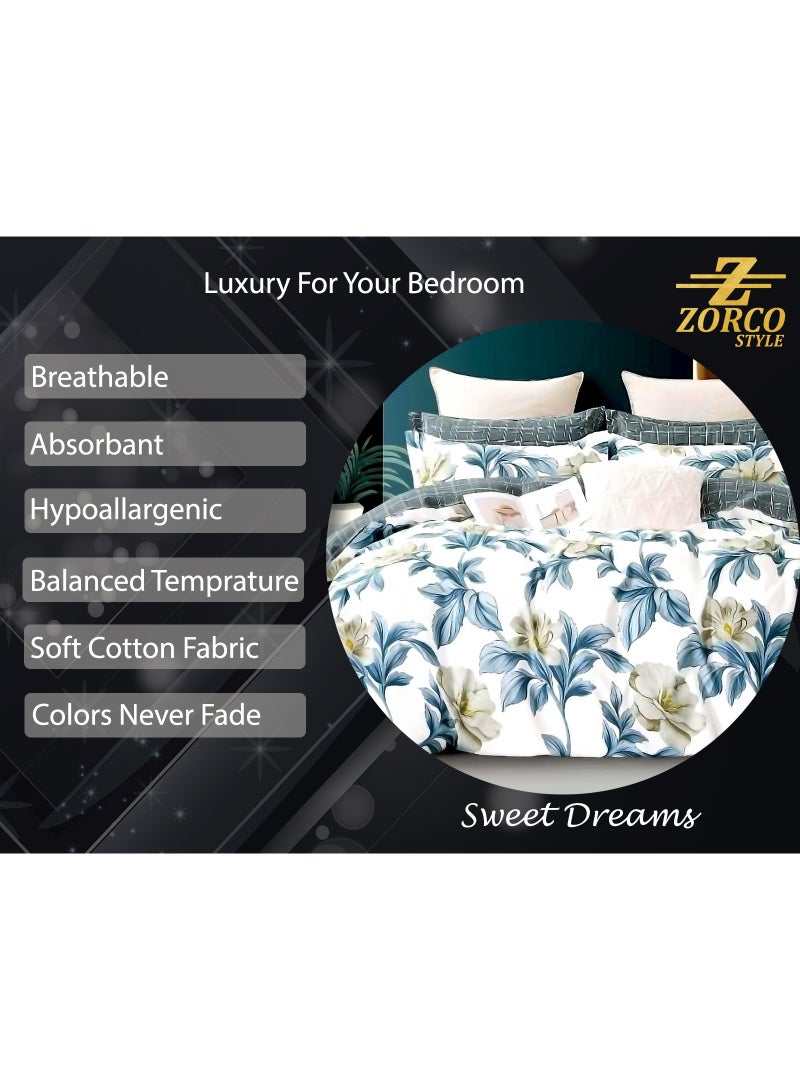 Duvet Cover Set 6 Pieces Cotton King Size Luxurious Bedding Set, Modern and Attractive Bedding Set with 1xFitted Sheet, 1xDuvet Cover, 4xPillow Cases