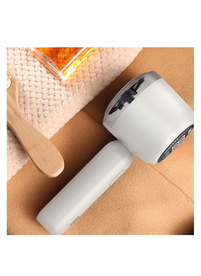 Fabric Shaver for Clothing, Ultra Quiet Sweater Shaver with Power Display, Six Tooth Blade, 2-in-1 Design Clothes Lint Remover for Removing Balls and Oppressive Lint, White