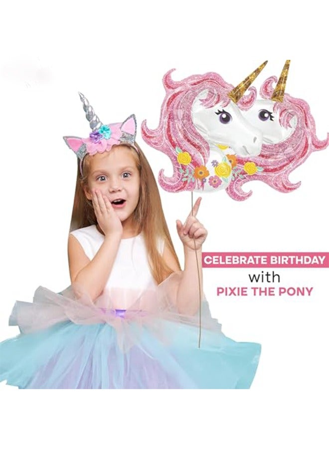 Unicorn Party Supplies Serve 16 Plates Happy Birthday Banner Backdrop Balloons Hats Table Cloth 120 PCs Unicorn Birthday Party Supplies