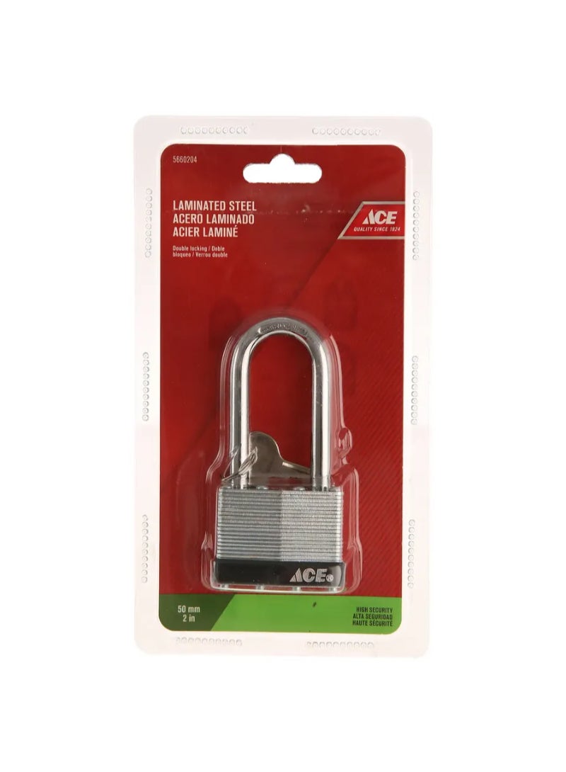 Ace Long Shackle Laminated Steel Padlock 50mm