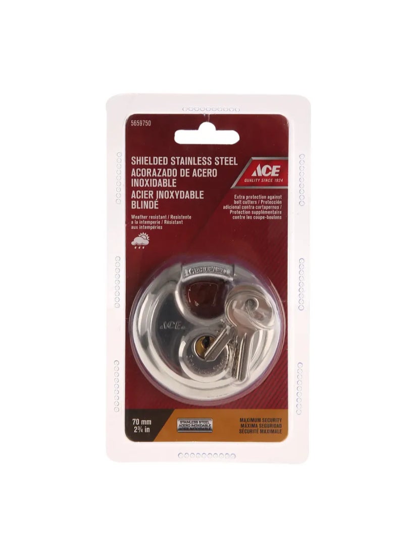 ACE Stainless Steel Round Disk Padlock 70mm