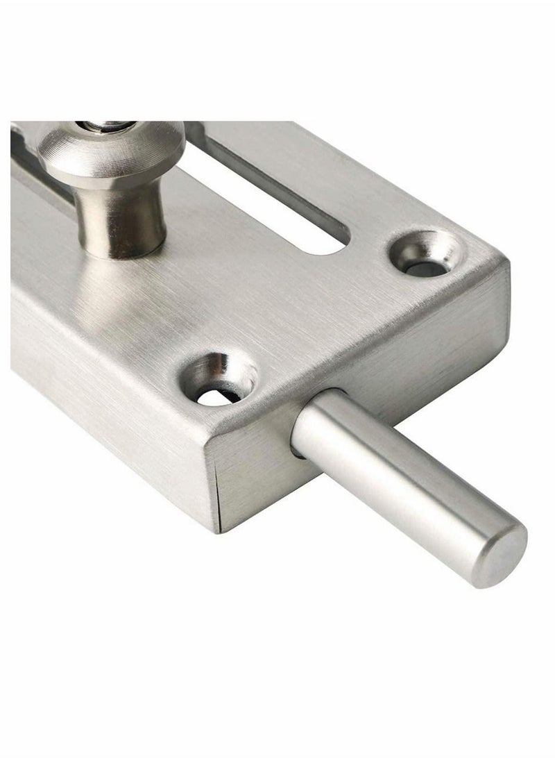 Slide Bolt Latch Gate Latches Safety Door Lock with Anti-Theft Chain and Spring Heavy Duty Stainless Steel Brushed Nickel Finish Slide Bolt Latch Gate Latches Safety Door Lock