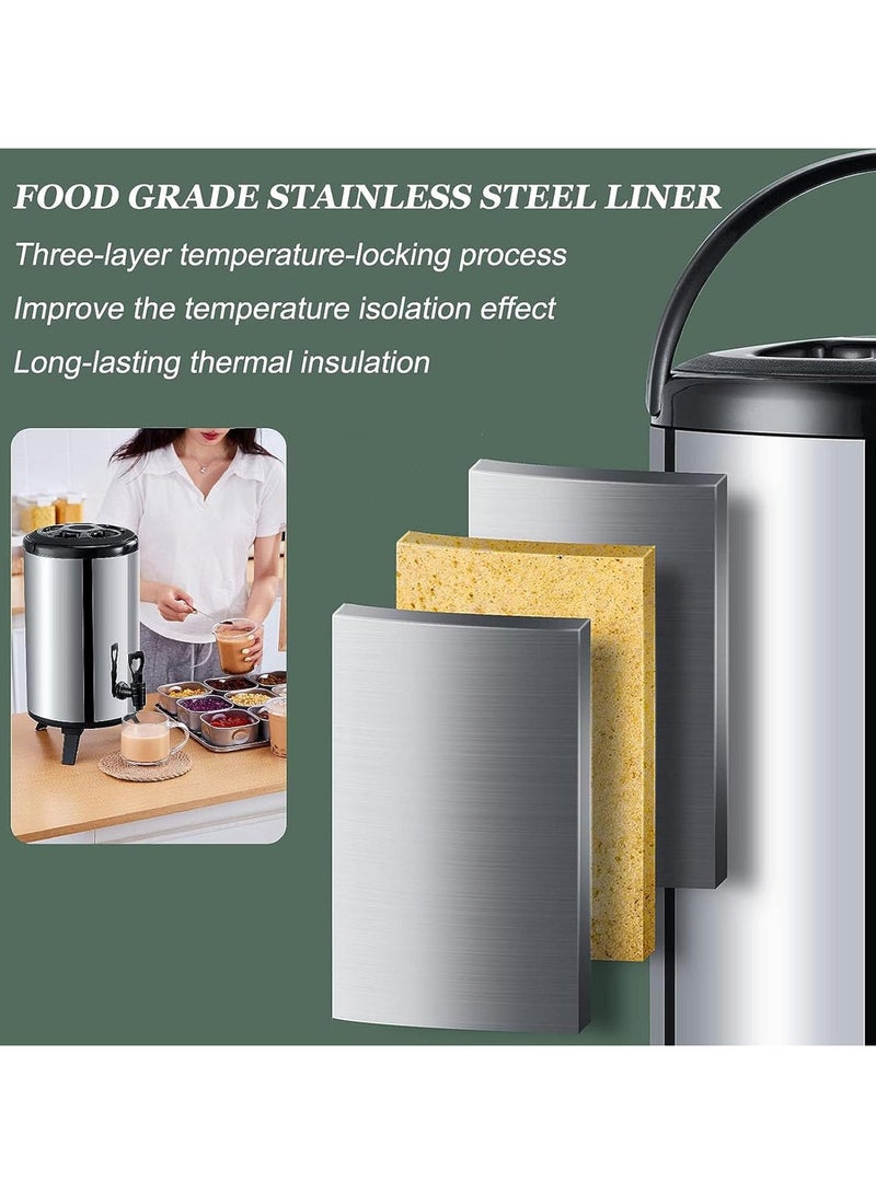 Keep Cold Drinks Cold and hot Drinks hot, Stainless Steel Insulated Beverage Dispenser, with Thermal hot Milk Dispenser, Ideal for picnics, Parties and buffets,Silver,12L