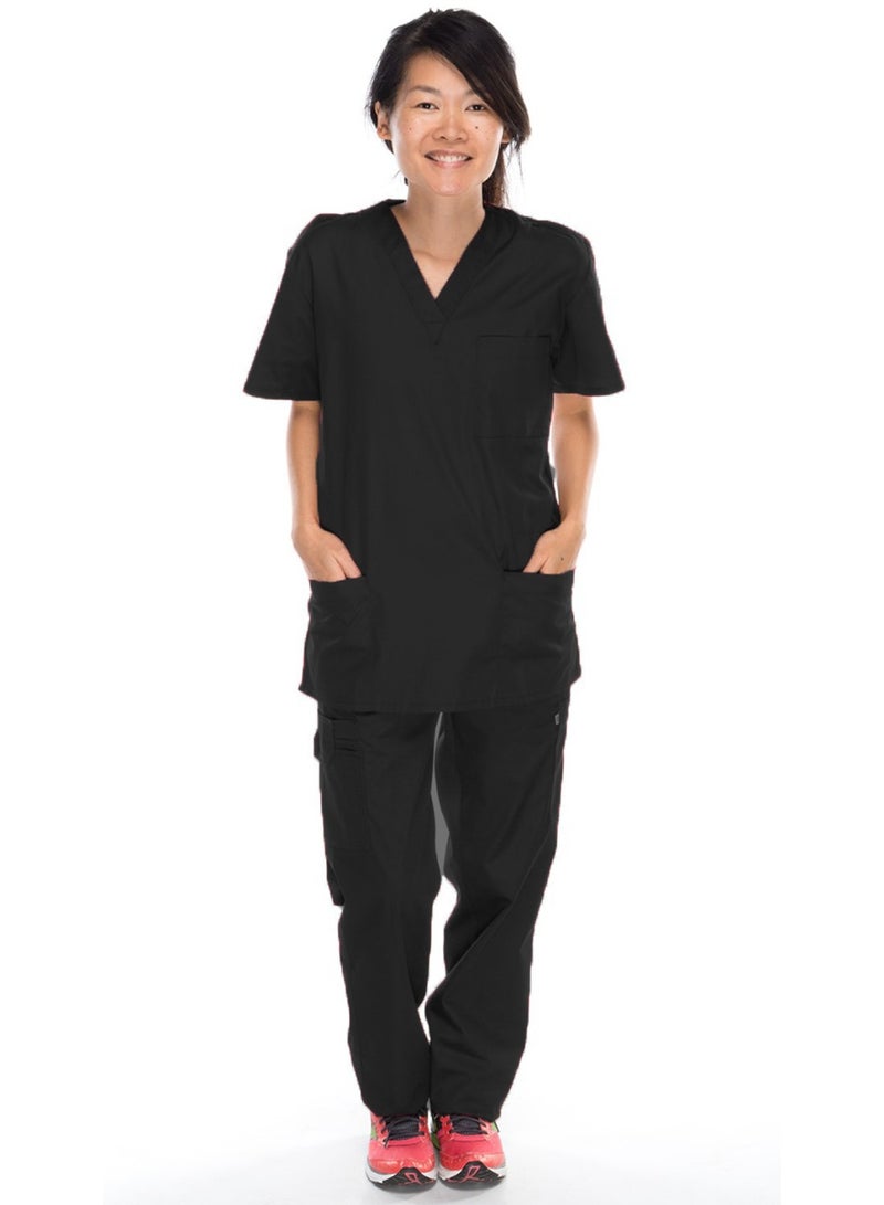 Meridian Classic Cargo Scrub Set - Comfortable and Stylish Unisex Medical Uniform with Cargo Pants and V-Neck Top. Ideal for Healthcare Professionals. Durable, Functional.