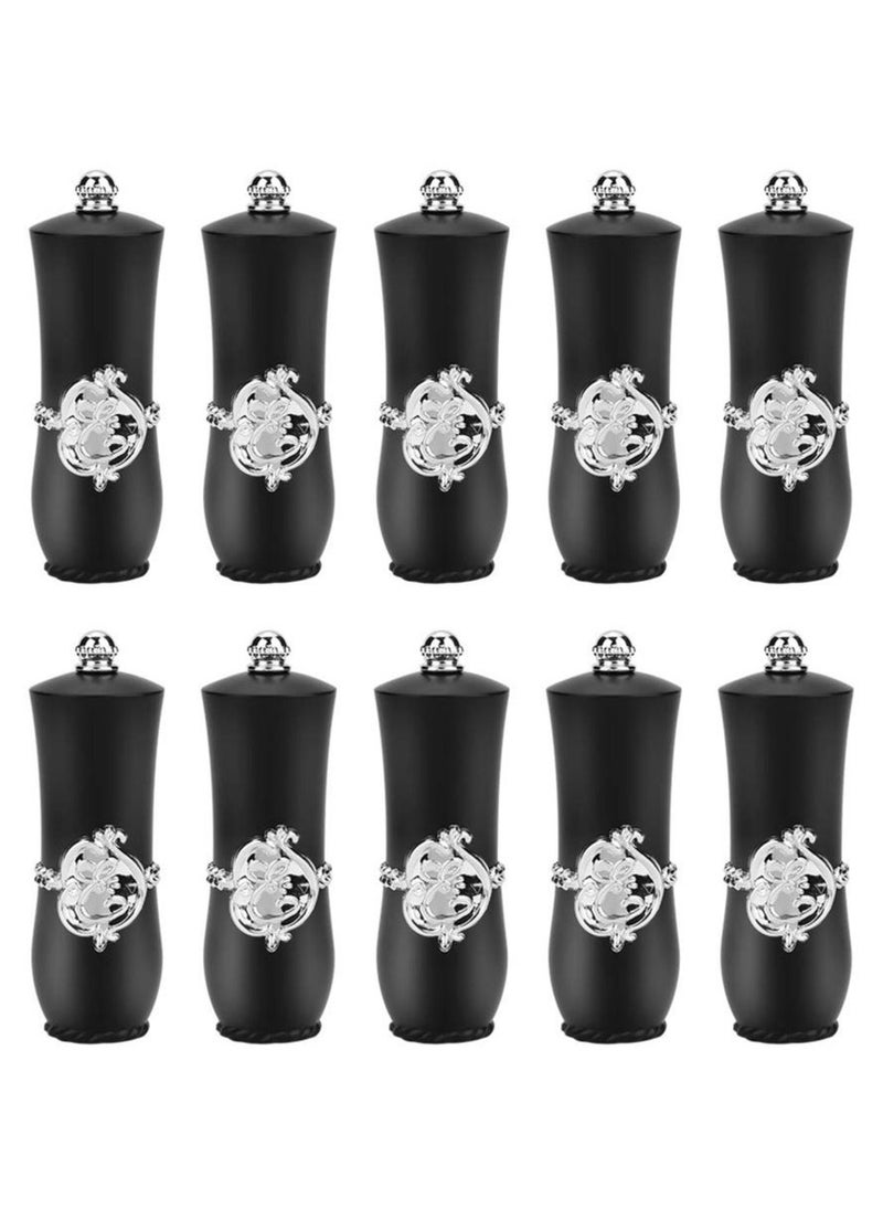 Empty Lipstick Tube, 10 Pcs Royal Style DIY Lipstick Empty Container Self-made Lipstick Mold Lip Balm Tubes (Black)