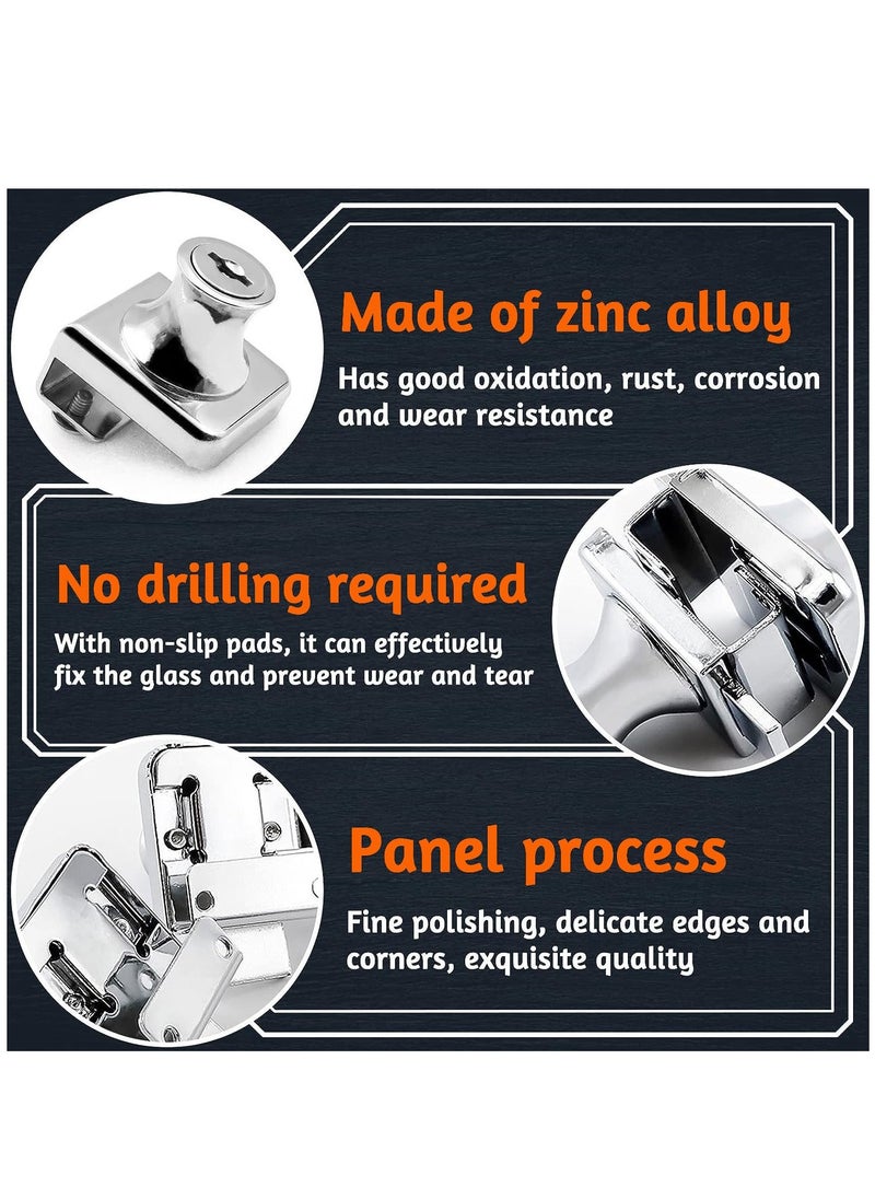 Glass Cabinet Lock 2Set Single Swing Glass Cabinet Showcase Door Lock with 4Keys Display Cabinet Replacement Locks for 5-8mm Glass Door Separate Key Without Drilling for Museum Office (Zinc Alloy)