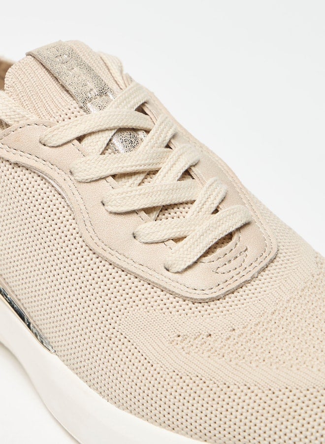 Women's Panelled Low Ankle Sneakers with Lace-Up Closure